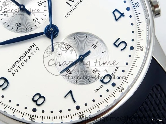 MIROTIME 0103 Casual Portuguese Chrono IW3716 Z+F 1:1 Best Edition White Dial on Blue Rubber Strap A 7016